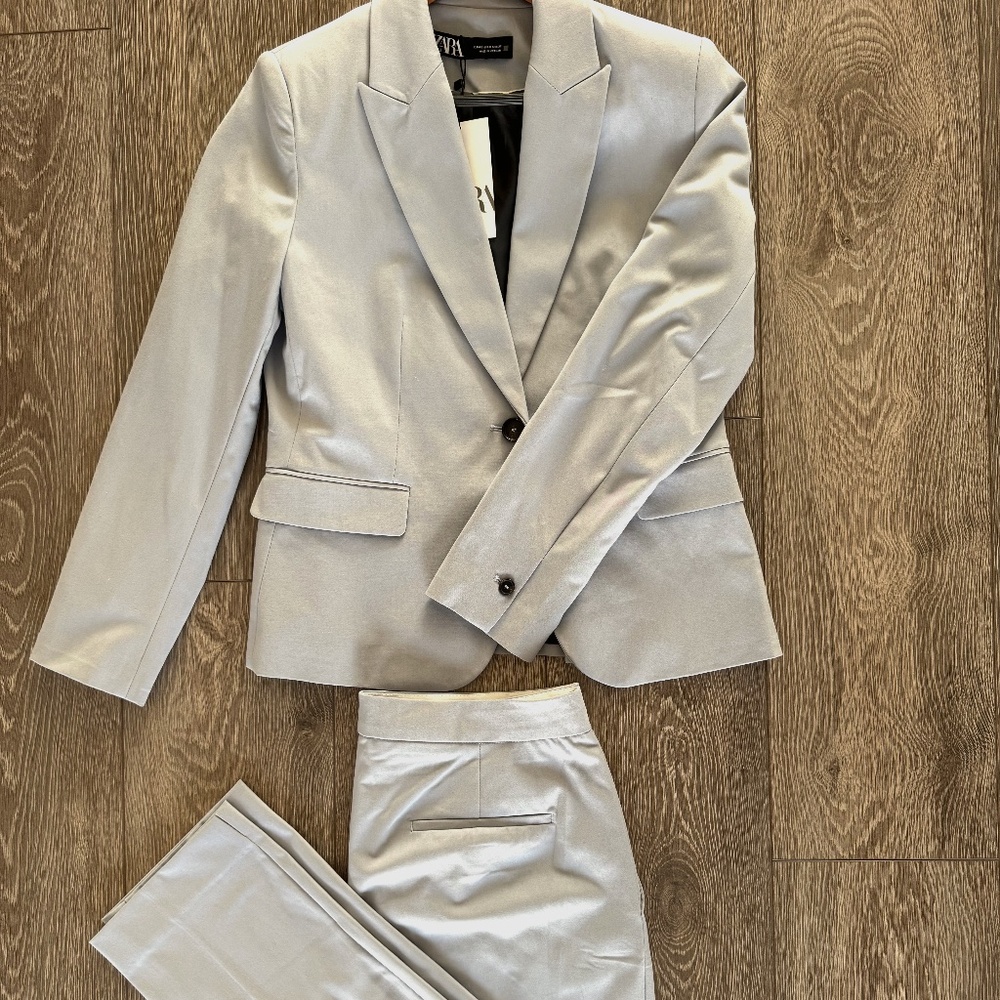 Zara Light Blue Matching Suit with Blazer and Pants